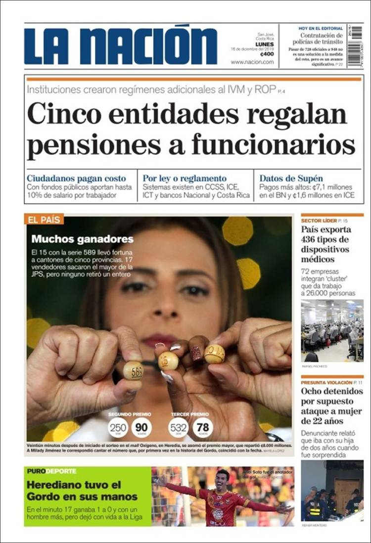 Portada de La Nación - Costa Rica (Costa Rica)