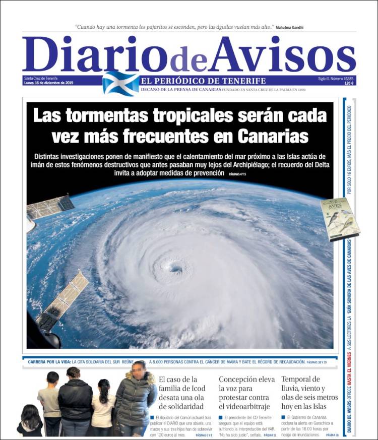 Portada de Diarios de Avisos (España)