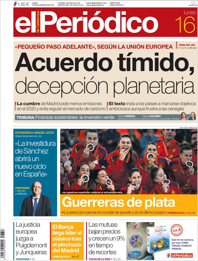 Portada de El Periódico (Spain)