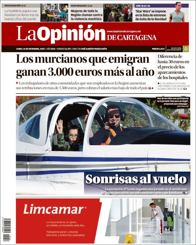 Portada de La Opinión de Murcia (España)