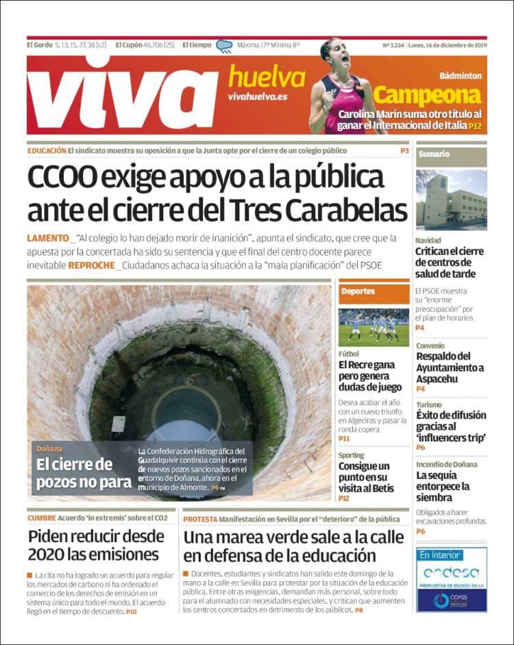 Portada de Viva Huelva (España)