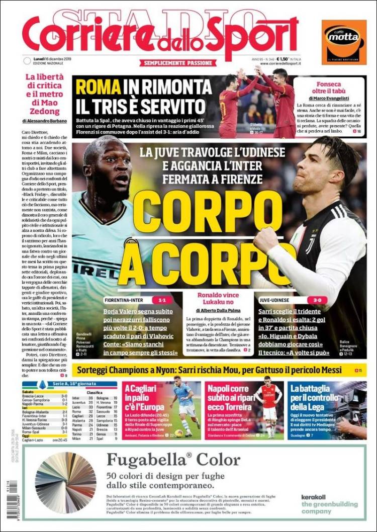 Portada de Corriere dello Sport (Italia)