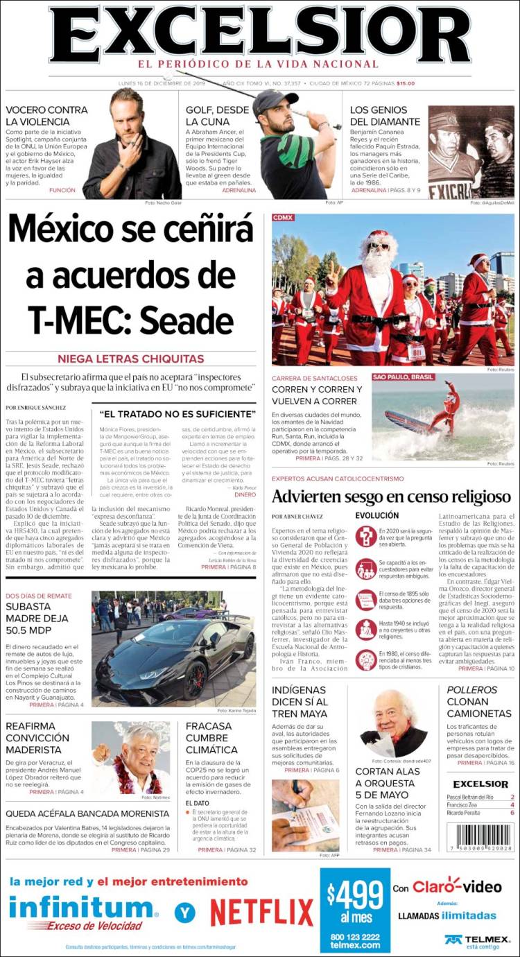 Portada de Excelsior (M&eacute;xico)