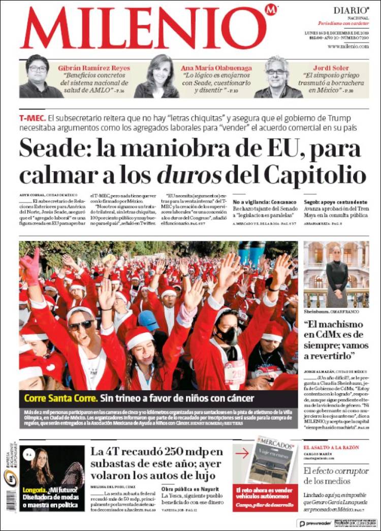 Portada de Milenio (M&eacute;xico)