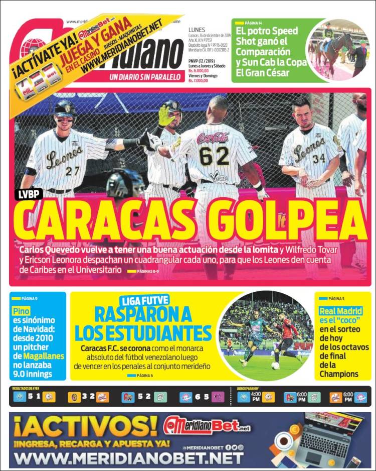 Portada de Meridiano (Venezuela)