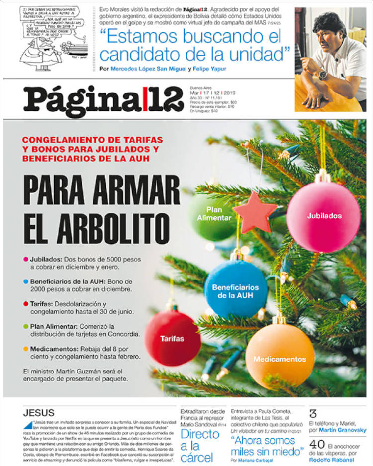 Portada de Página/12 (Argentina)