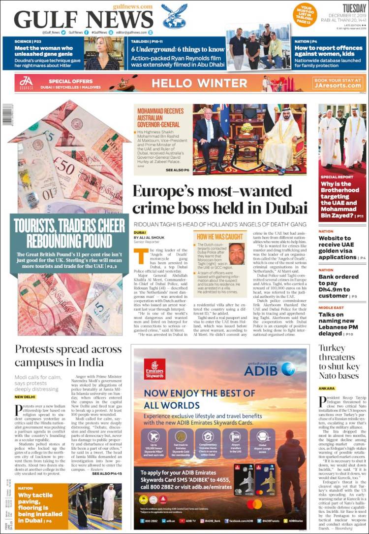 Portada de Gulf News (Asia-Pacífico)