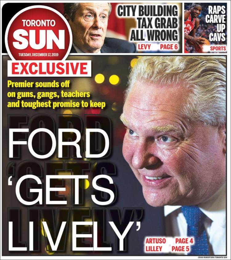 Portada de The Toronto Sun (Canadá)