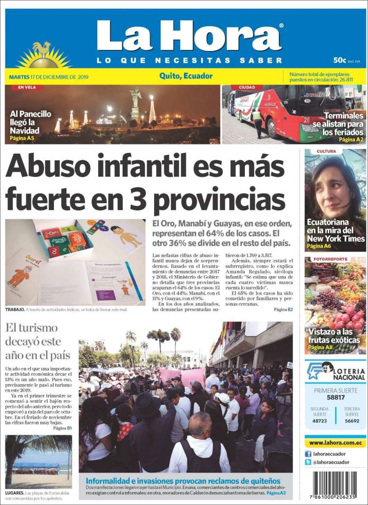 Portada de La Hora - Ecuador (Ecuador)