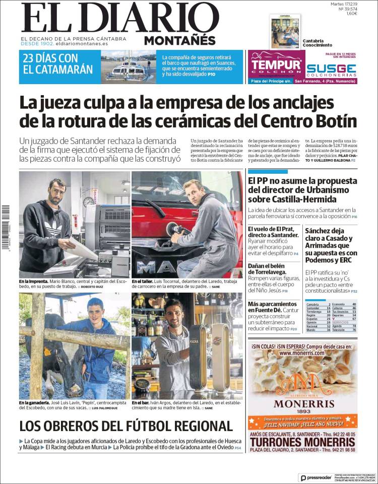 Portada de El Diario Montañés (Espa&ntilde;a)