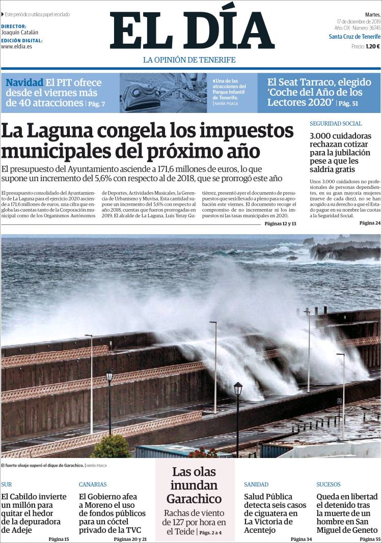 Portada de El Día (Espa&ntilde;a)