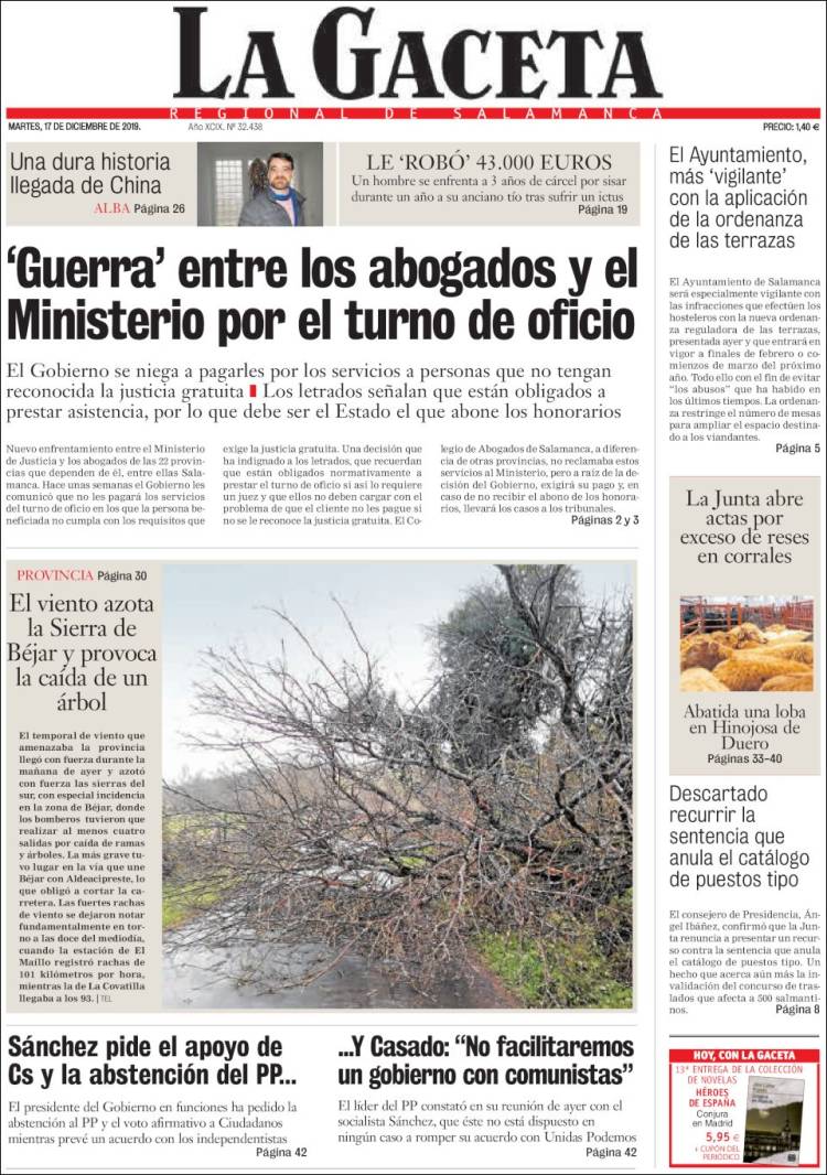Portada de La Gaceta de Salamanca (Espa&ntilde;a)