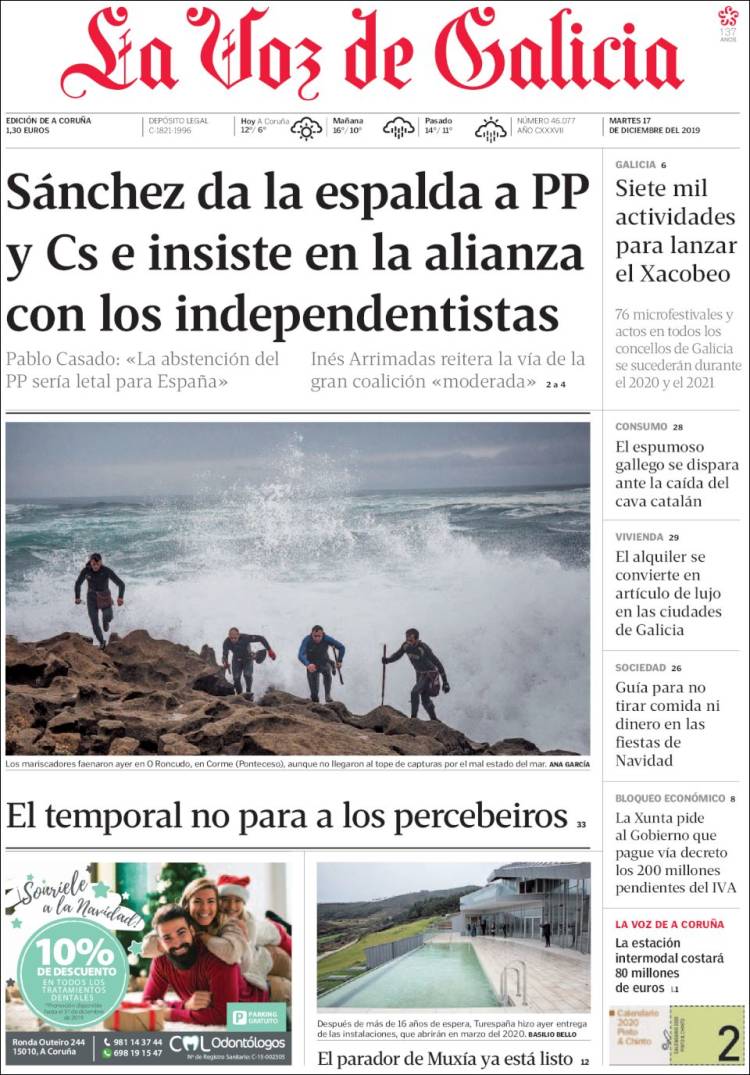 Portada de La Voz de Galicia (Espa&ntilde;a)