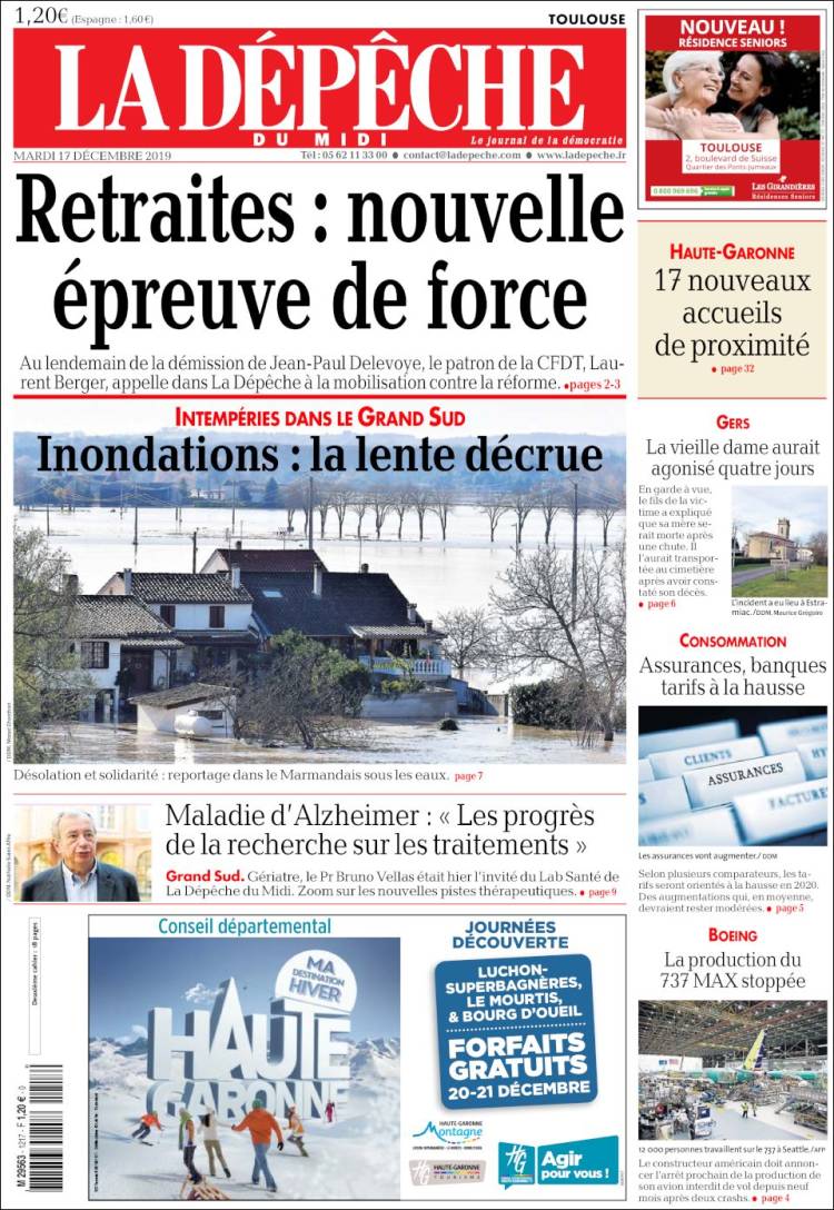 Portada de La Dépêche du Midi (Francia)