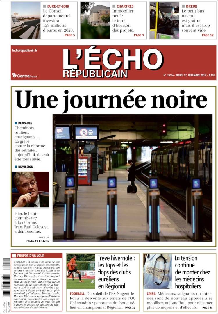 Portada de L'Echo Républicain (Francia)