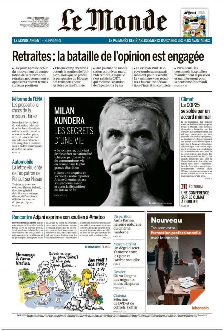 Portada de Le Monde (Francia)