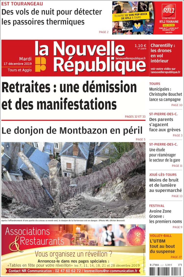 Portada de La Nouvelle Republique (Francia)