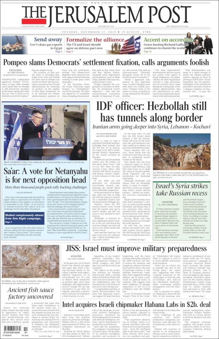 Portada de The Jerusalem Post (Israel)
