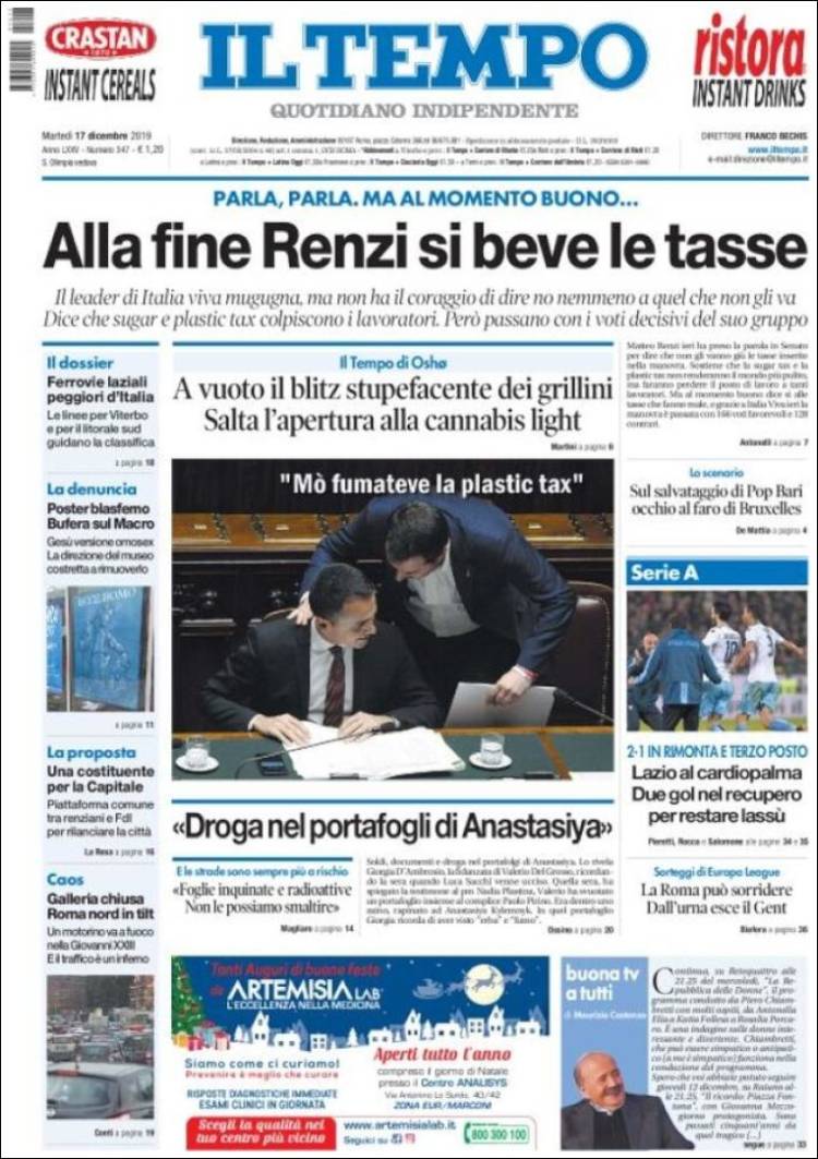 Portada de Il Tempo (Italia)