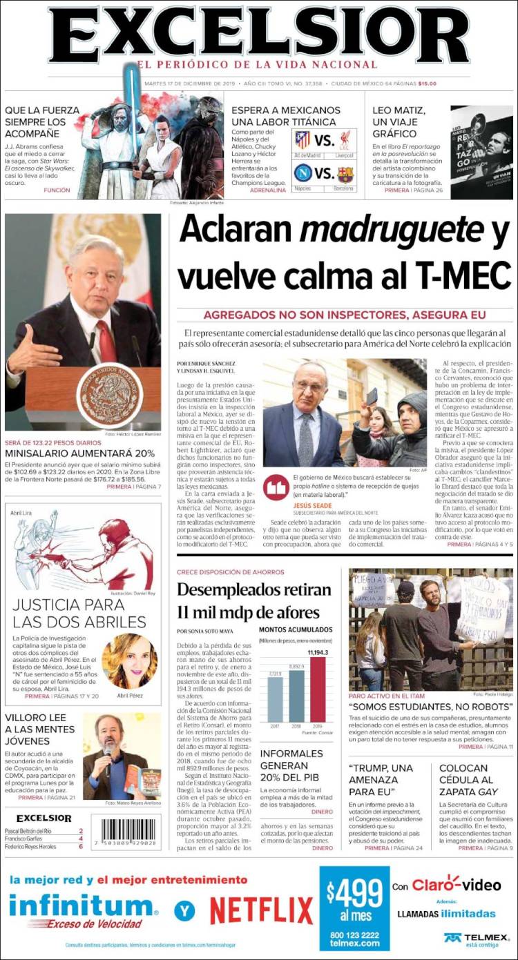 Portada de Excelsior (México)