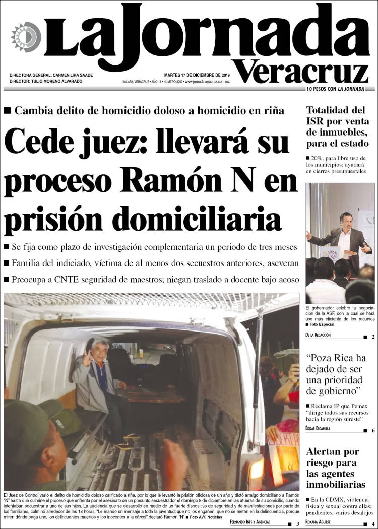 Portada de La Jornada Veracruz (México)