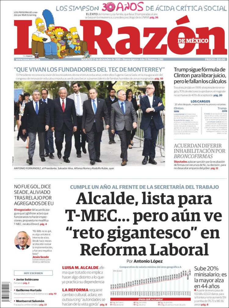 Portada de La Razón (México)