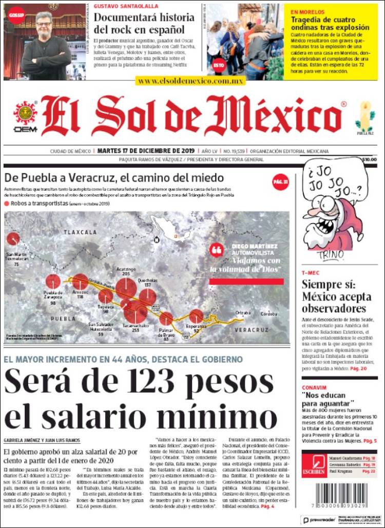 Portada de El Sol de México (México)