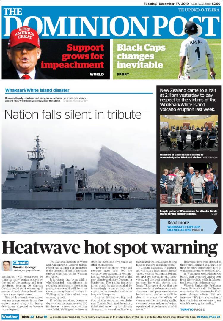 Portada de The Dominion Post (Nueva Zelanda)