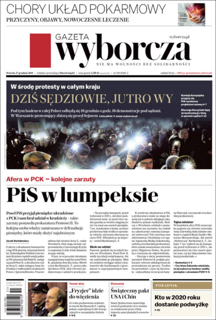 Portada de Gazeta Wyborcza (Polonia)