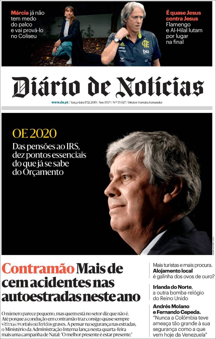 Portada de Diário de Noticias (Portugal)