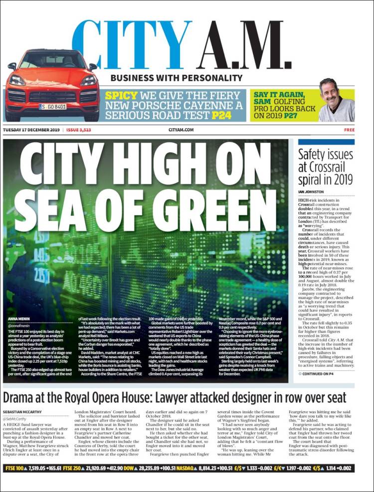 Portada de City A.M. (Reino Unido)