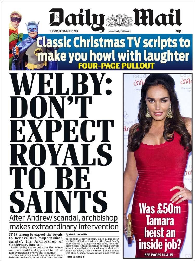 Portada de Daily Mail (Reino Unido)