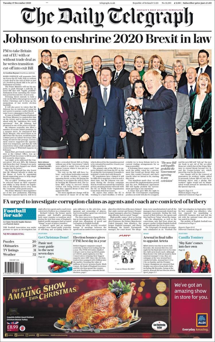 Portada de Daily Telegraph (Reino Unido)