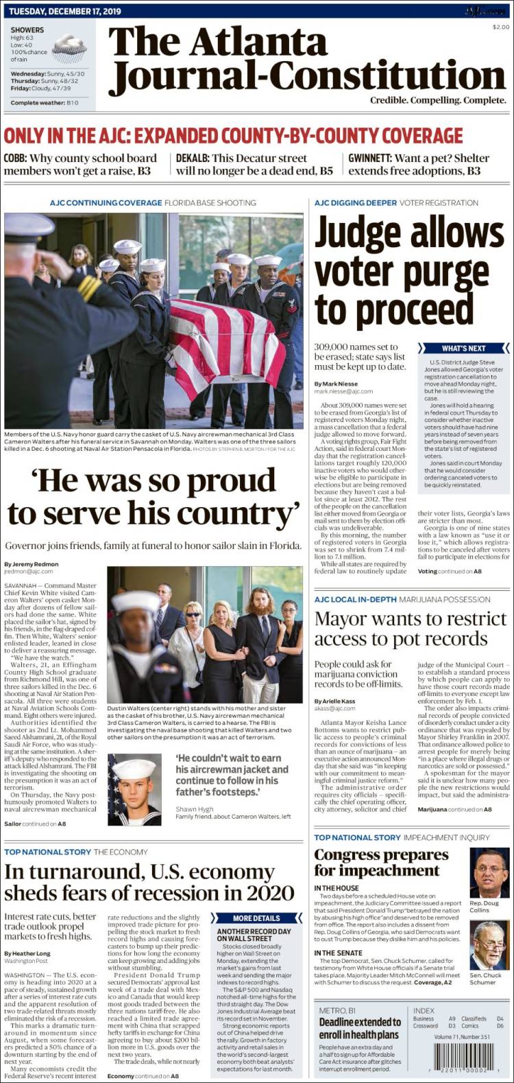 Portada de The Atlanta Journal-Constitution (USA)