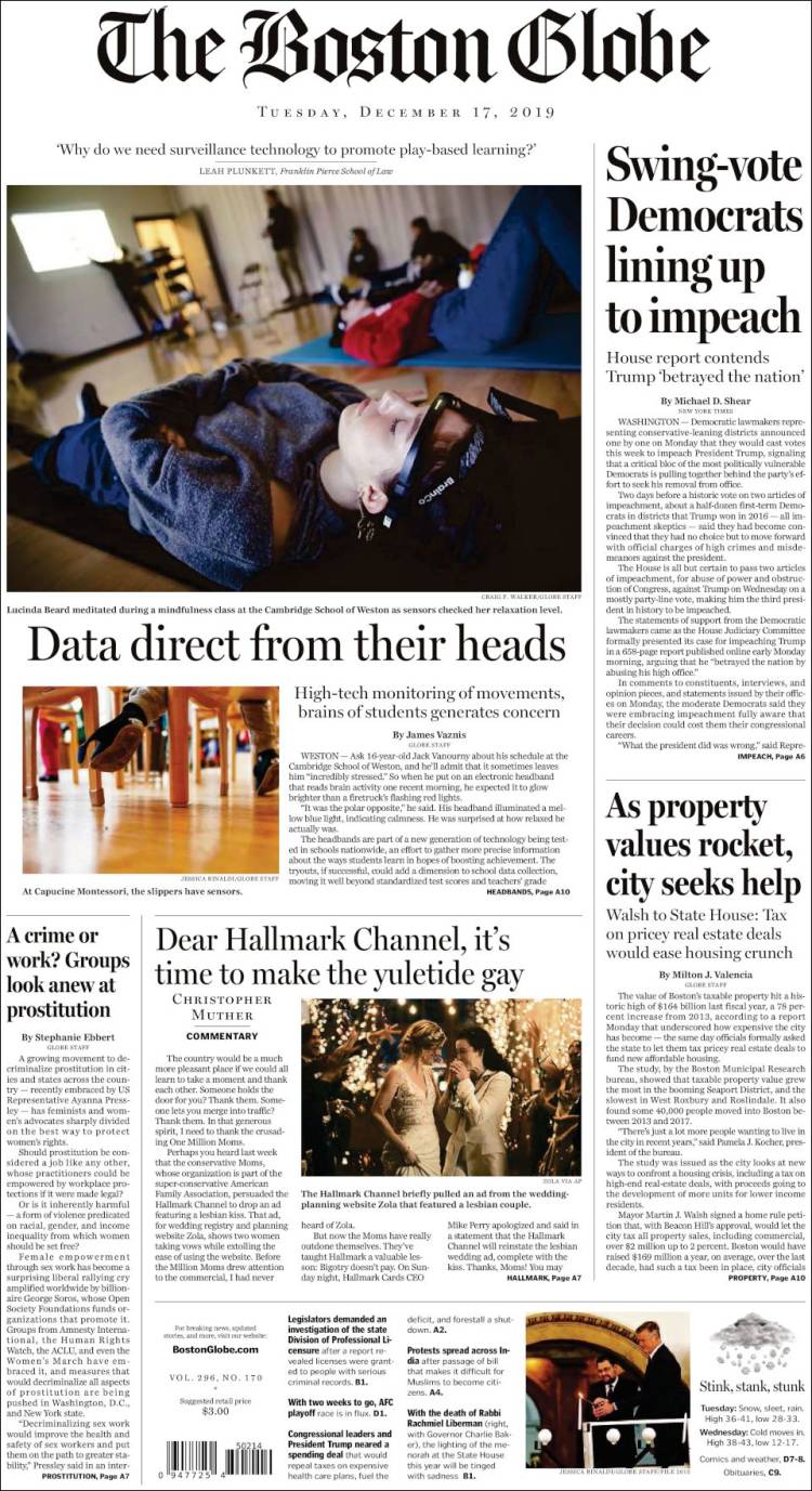 Portada de Boston Globe (USA)