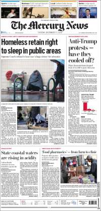 Portada de San Jose Mercury News (USA)