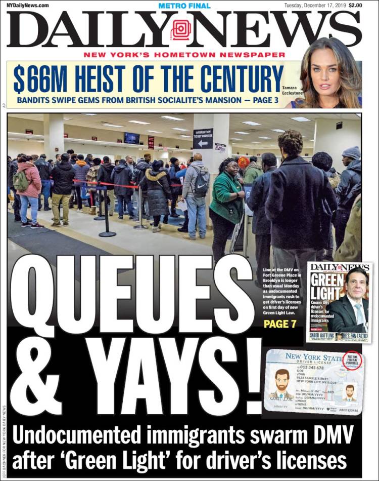 Portada de Daily News - New York (USA)