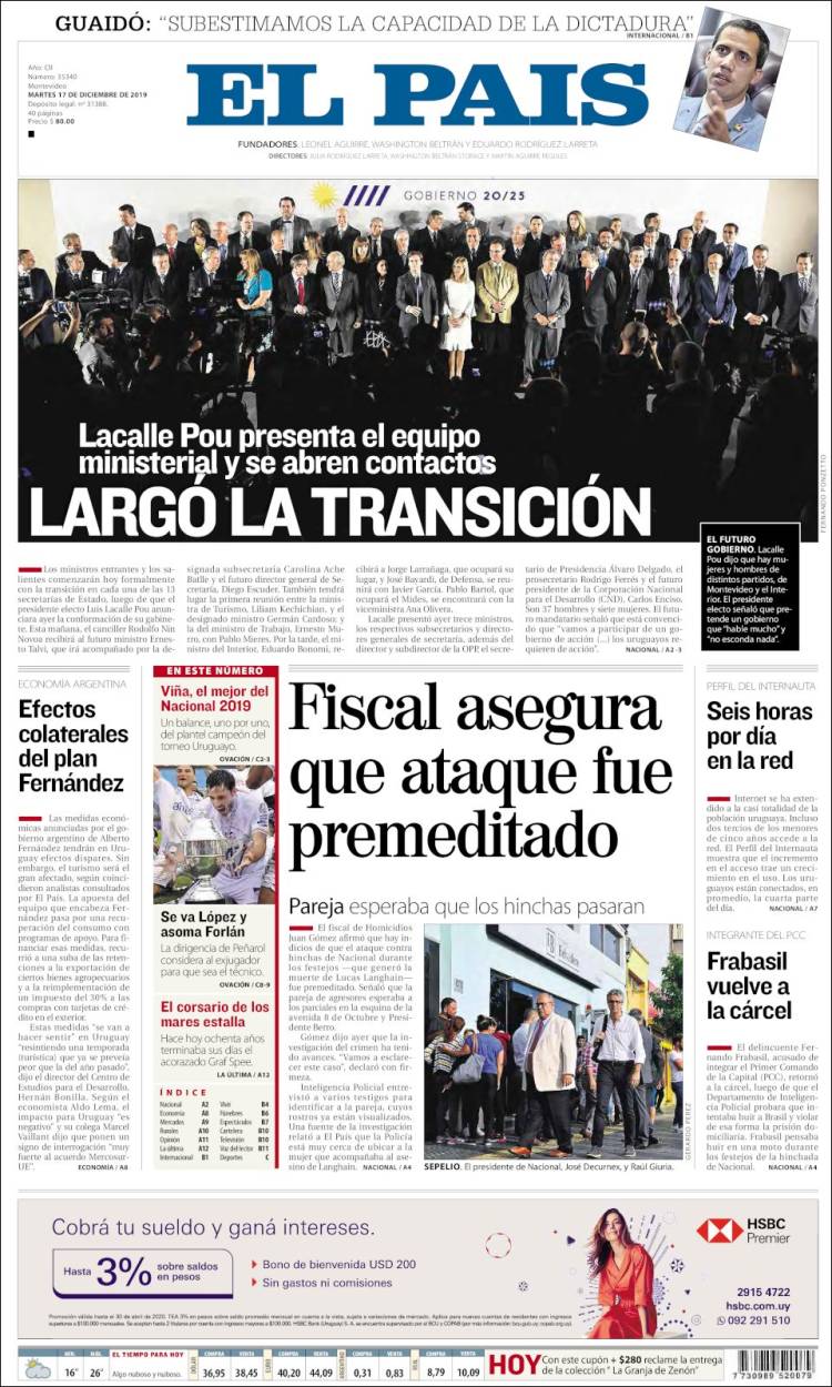 Portada de El País (Uruguay)