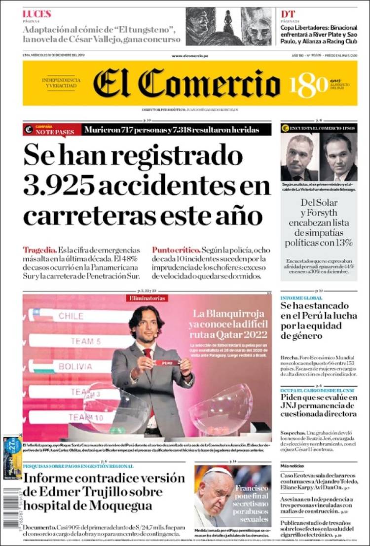 Portada de El Comercio (Perú)