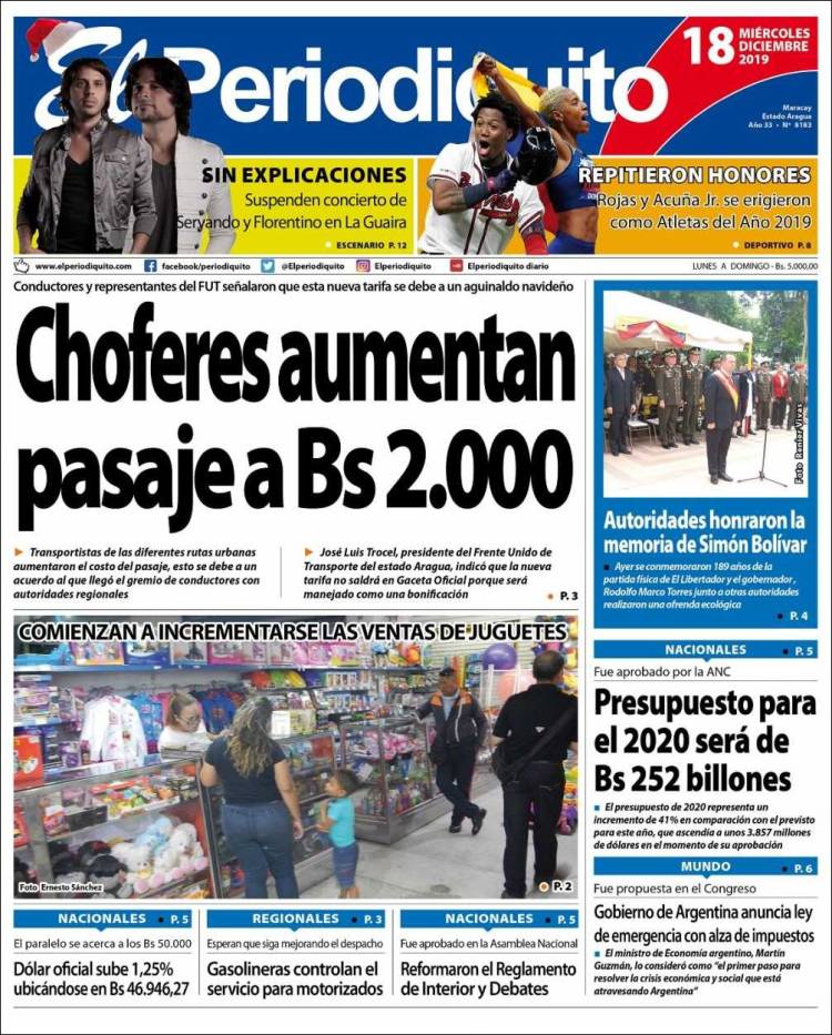 Portada de Periodiquito de Aragua (Venezuela)