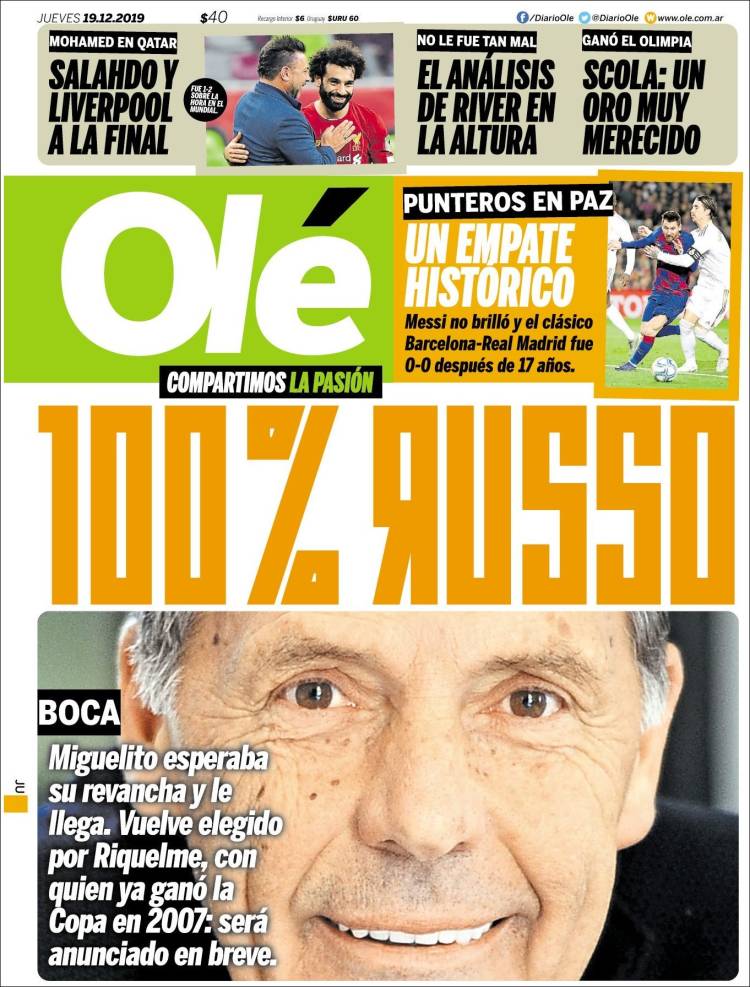 Portada de Olé (Argentina)