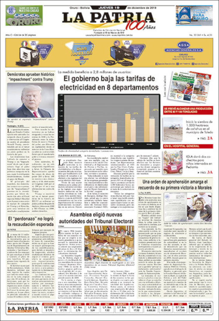 Portada de La Patria (Bolivia)