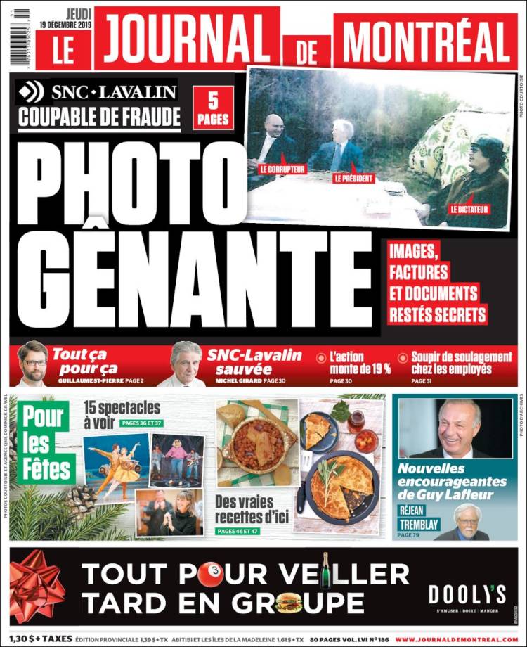 Portada de Le Journal de Montréal (Canadá)