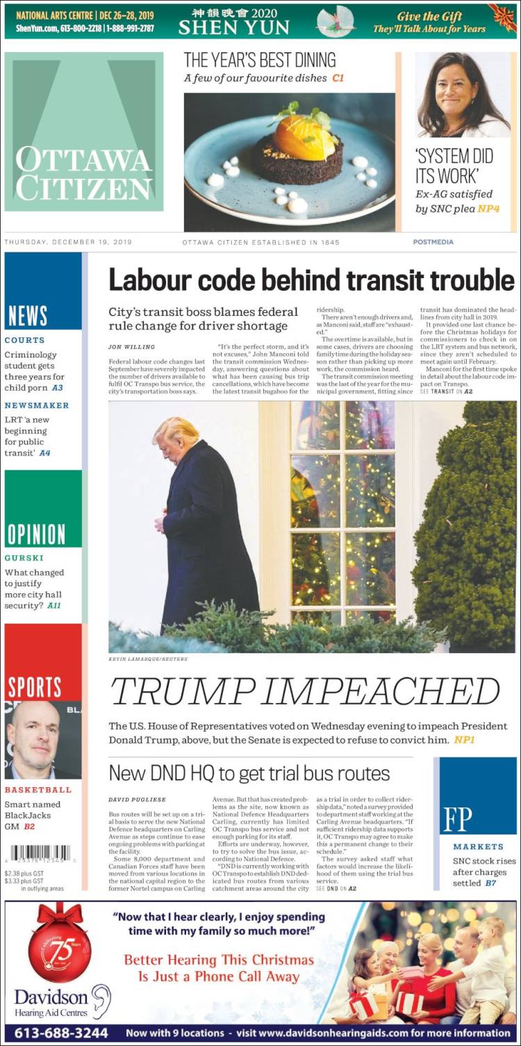 Portada de Ottawa Citizen (Canadá)