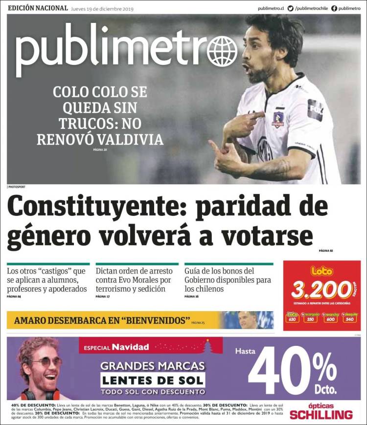 Portada de Publimetro (Chile)