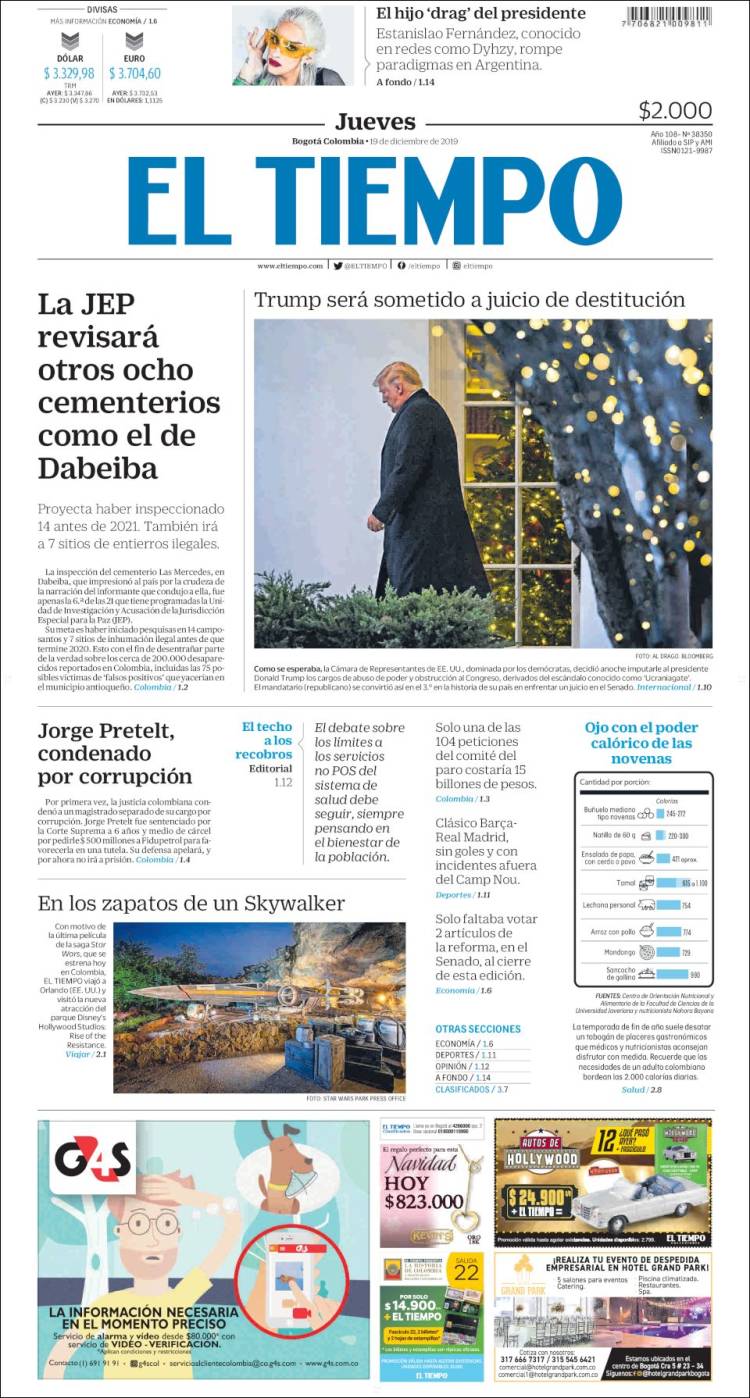 Portada de El Tiempo (Colombia)