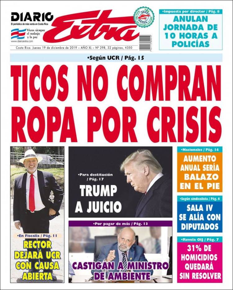 Portada de Diario Extra (Costa Rica)