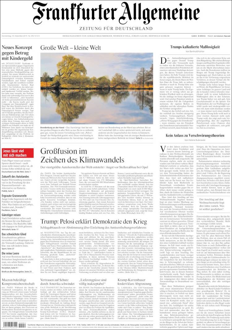 Portada de Frankfurter Allgemeine (Alemania)