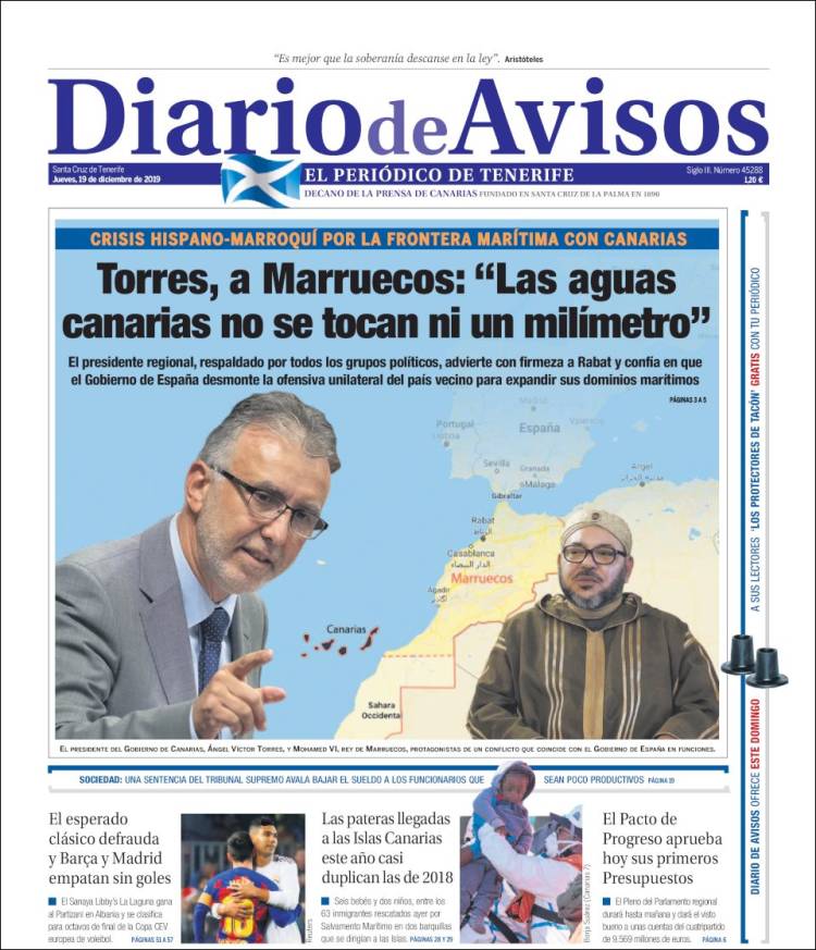 Portada de Diarios de Avisos (España)
