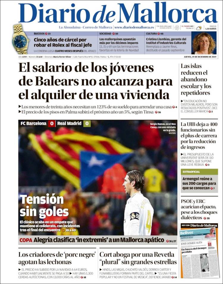 Portada de Diario de Mallorca (España)